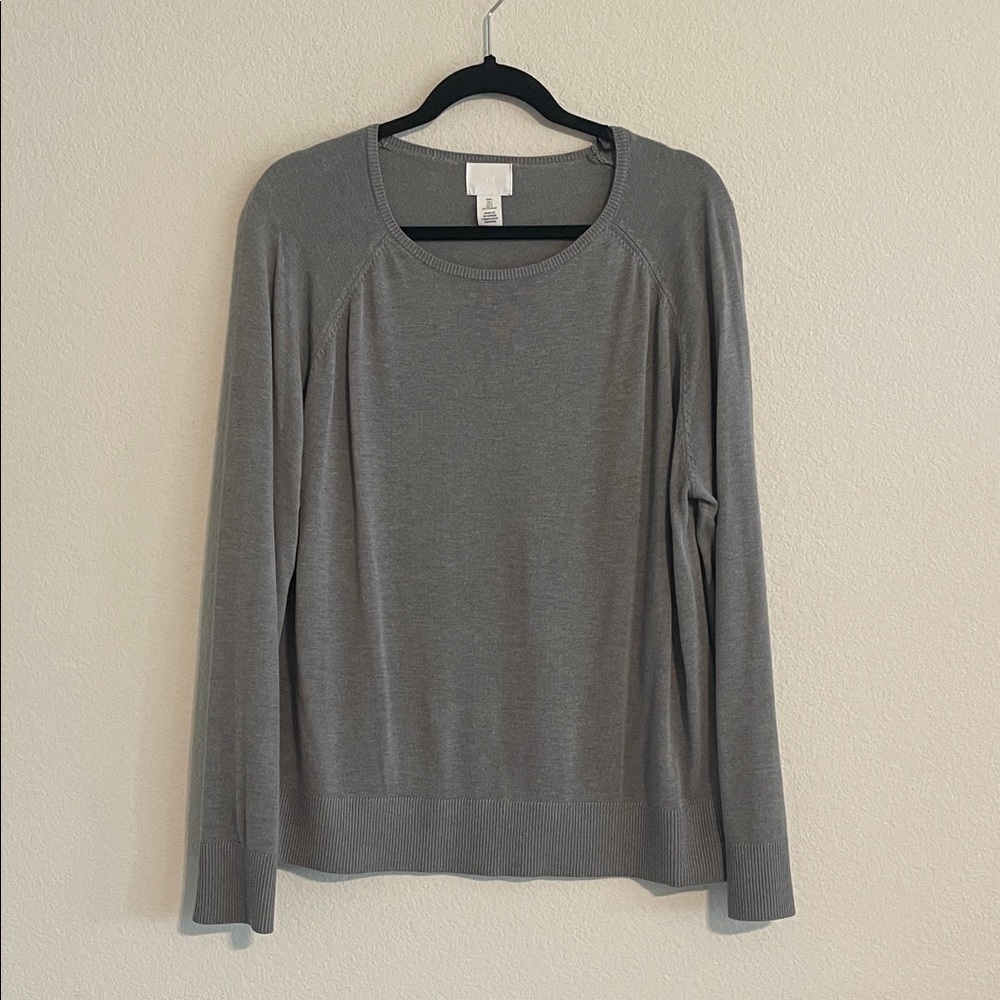 H&M Women Gray Scoop Neck Layering Sweater XL Contemporary Classic Preppy